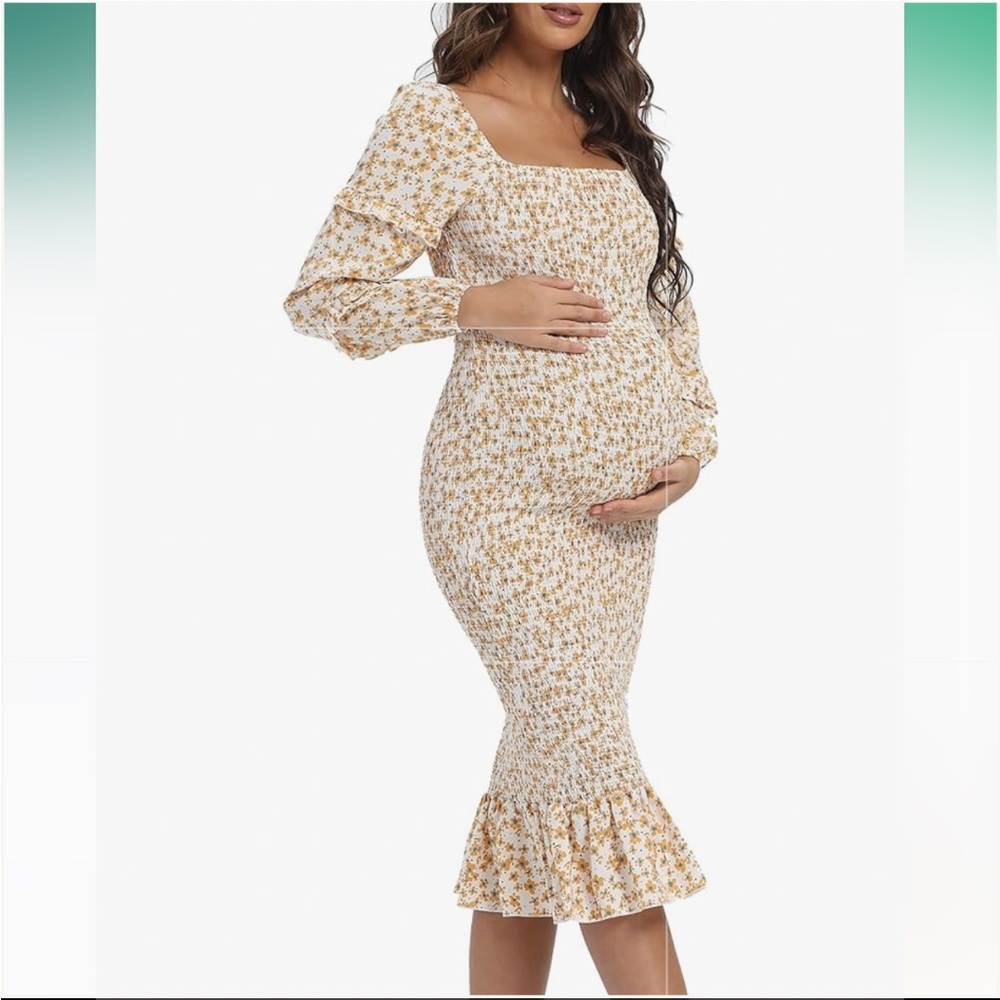 Maternity Floral Midi Bodycon Dress!